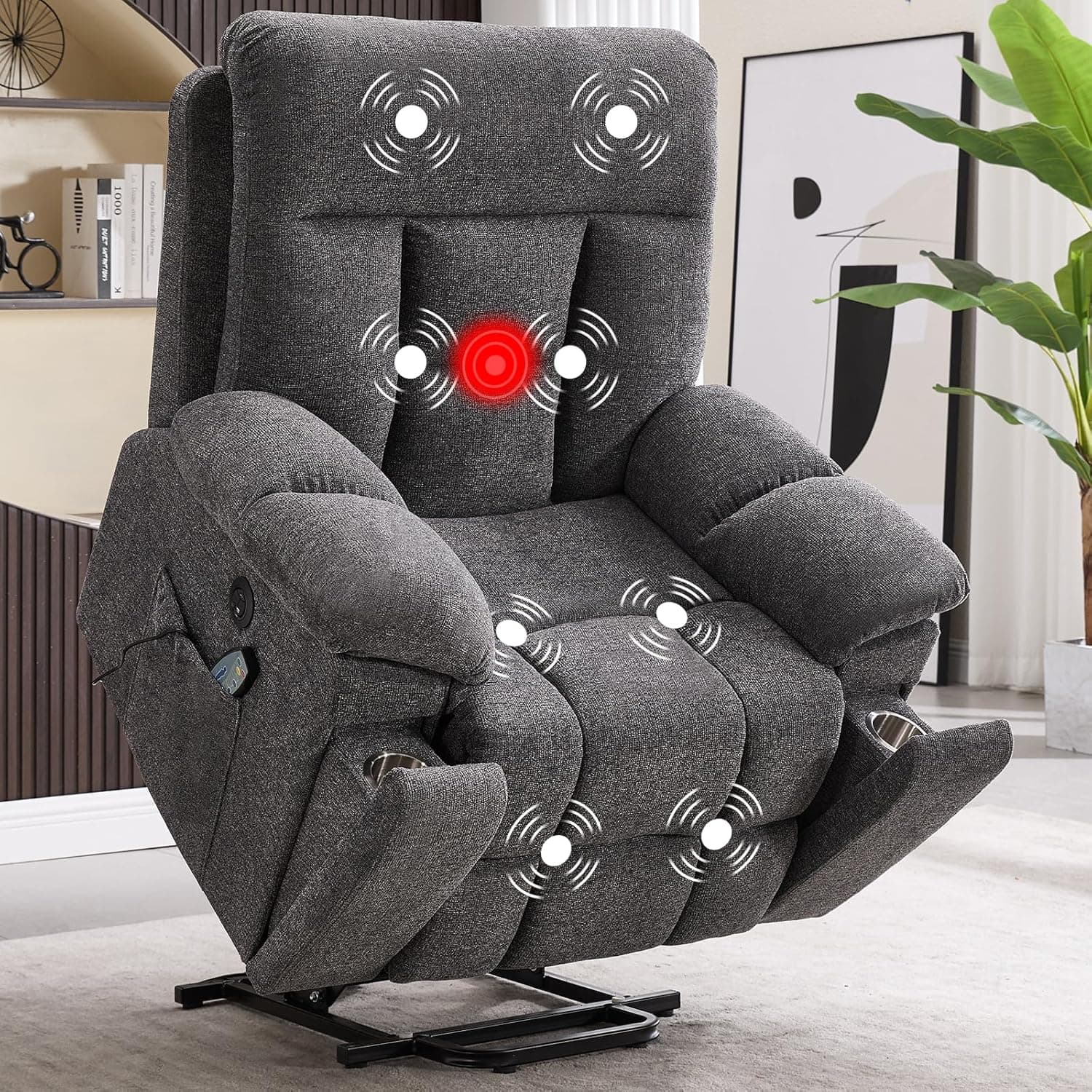 CANMOV Large Power Lift Recliner Chair with Massage and Heat for Elderly Big and Tall People, Overstuffed Wide