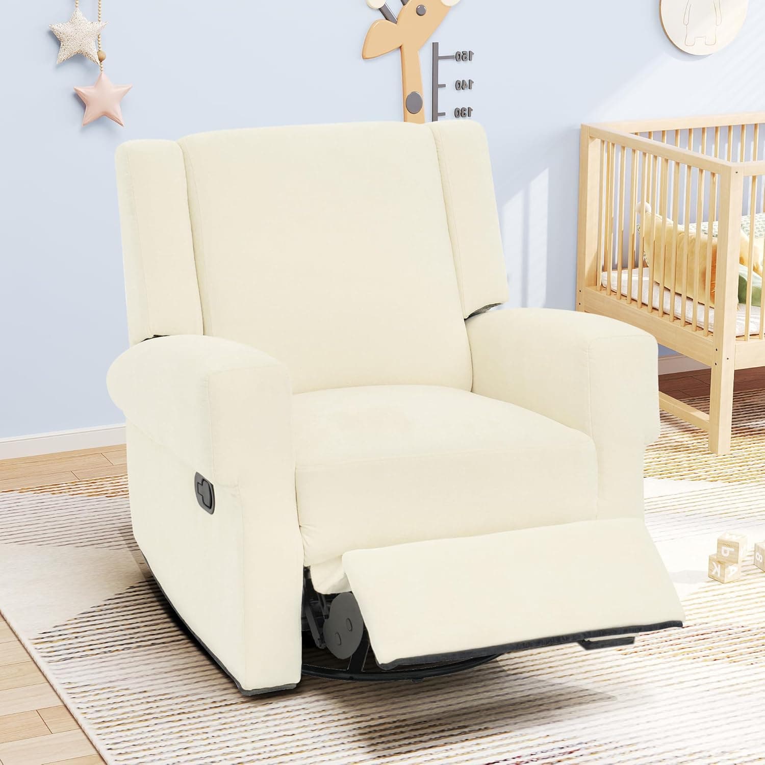 Christopher Knight Home Hayezi 360 Degree Swivel Rocker Recliner with Dual Reclining Positions, Chenille Fabri