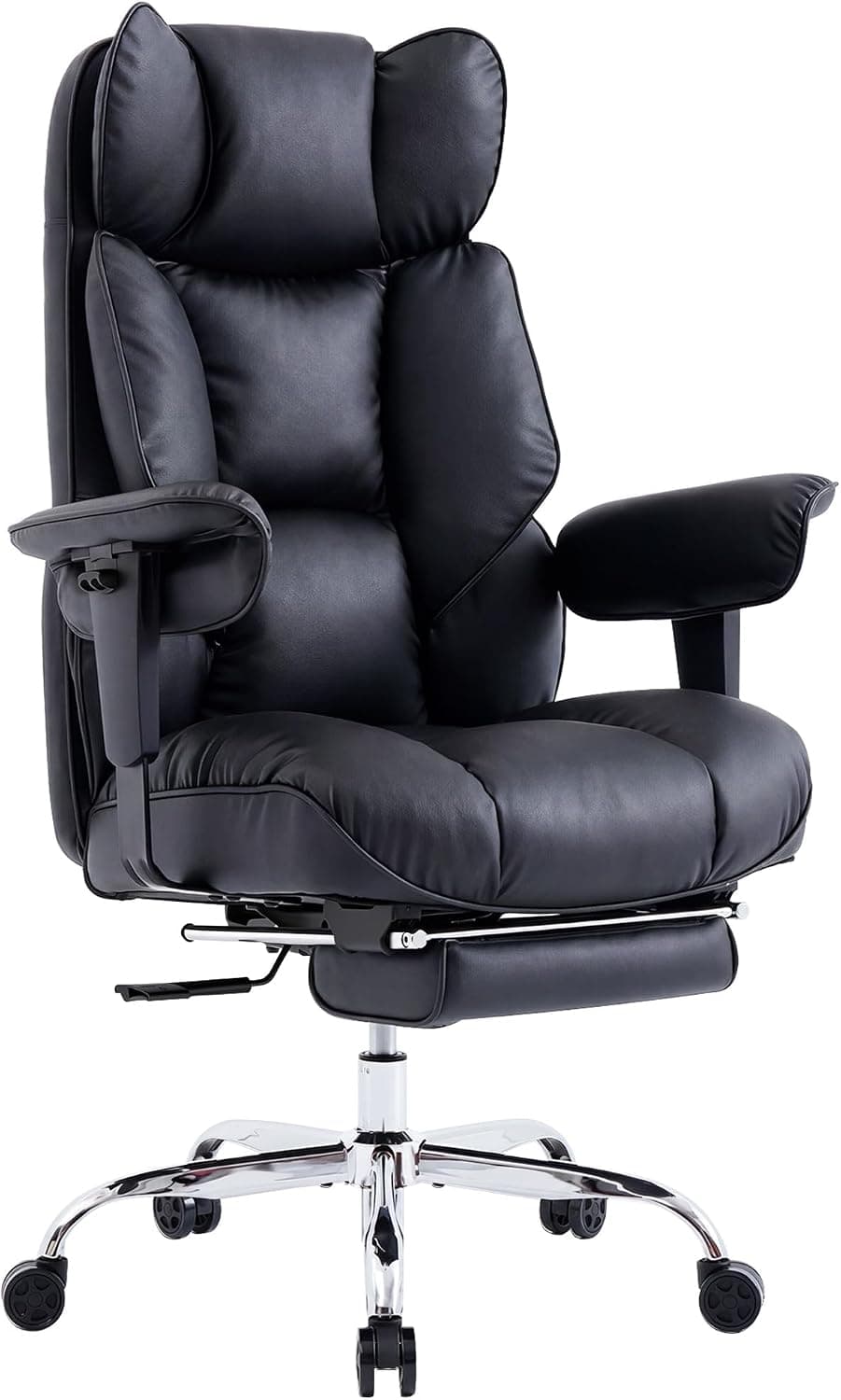 Efomao Executive Office Chair 400lbs, Black Big and Tall Desk Chair with Pocket Spring Cushion, 135 Degree Rec
