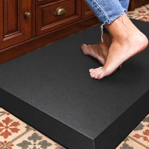 HEALEG 1" Extra Thick Anti Fatigue Mat for Standing Desk & Kitchen Floor | 5 Major Upgrades,Built to Last,140D Virgin PU Foam,Ergonomic Cushioned Comfort Mat for Office,Home,Work (20" x 30", Black)