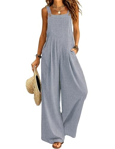 Ekouaer Womens Casual Loose Overalls Jumpsuits Summer Outfits Wide Leg