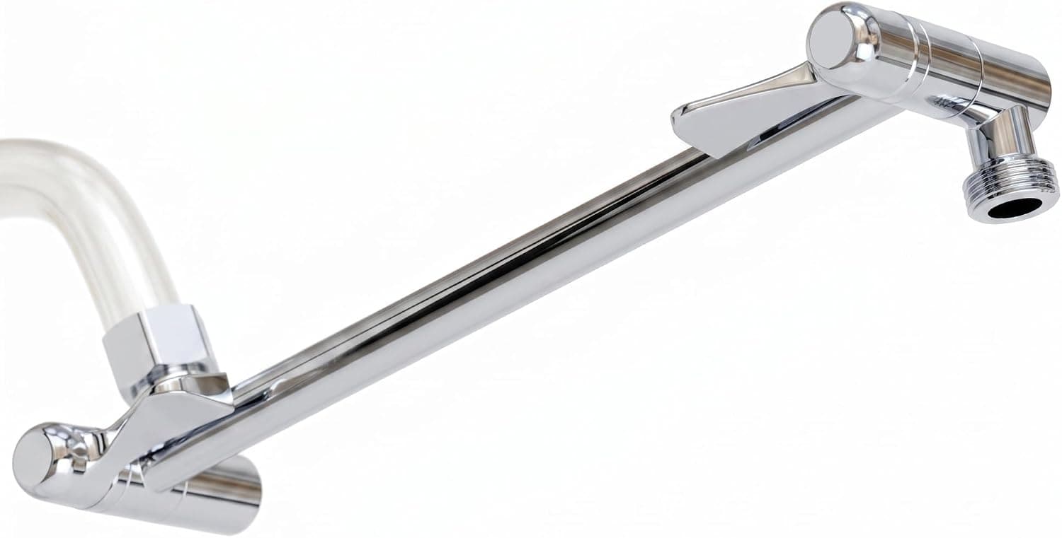Circlesplash Adjustable Shower Arm Extension 9.5 Inch - Brass Shower Head Extender for Tall People, Low Ceilin