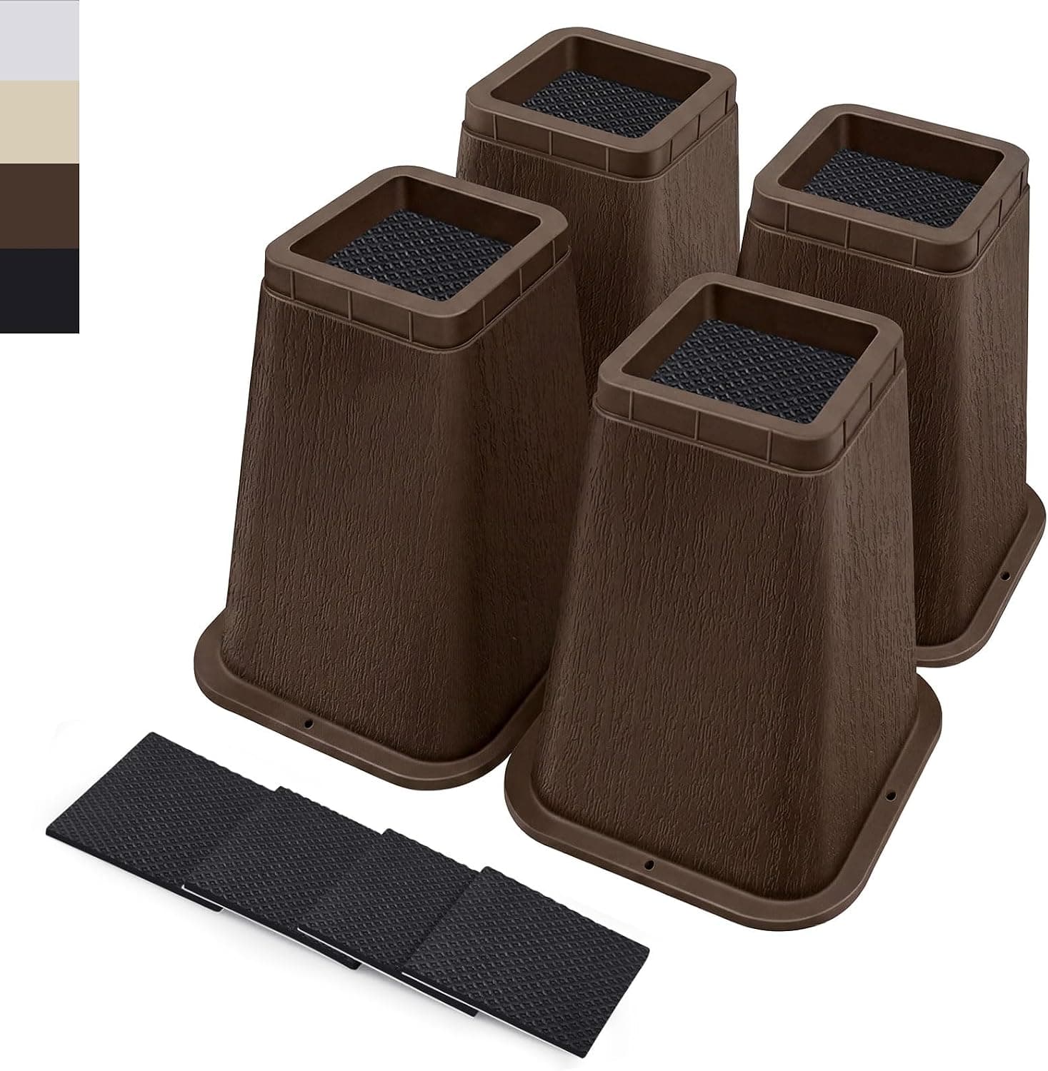 ANNKUT 8 Inch Heavy Duty Bed Risers, Supports up to 2200 lbs per Leg, 4 Pack Brown