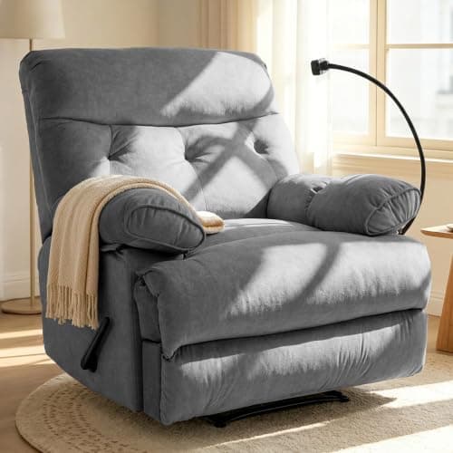 Euthymia Oversized Recliner Chairs Anti-Scratch Big Man Recliners Grey