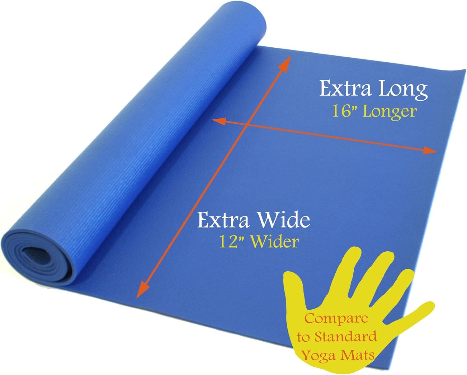 RollingSandsHarmony 84" X 36" X 1/4" Extra Wide Extra Long Blue Yoga Pilates Mat