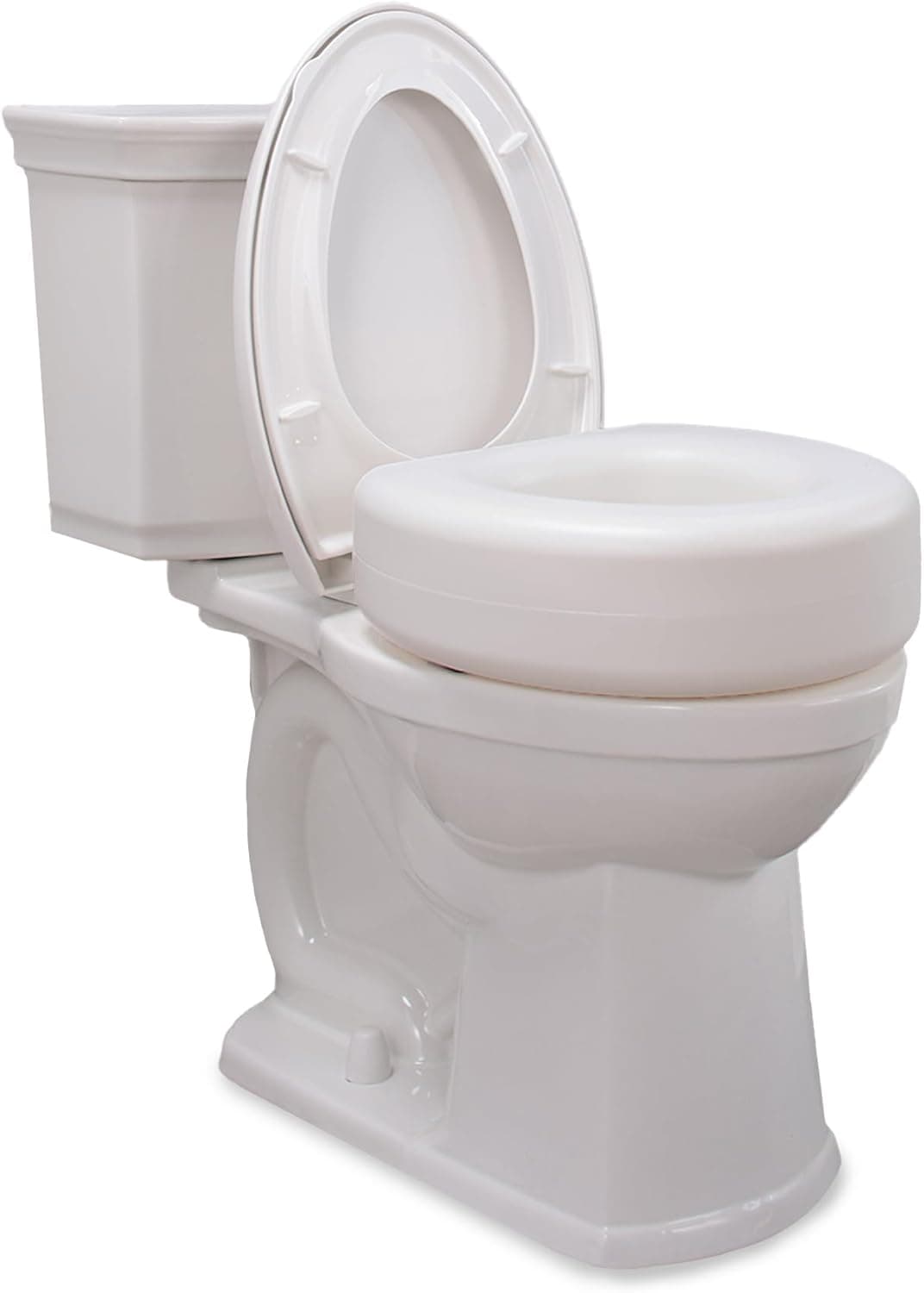 AquaSense 4-Inch Portable Toilet Seat Riser - Elevated Toilet Seat for Seniors