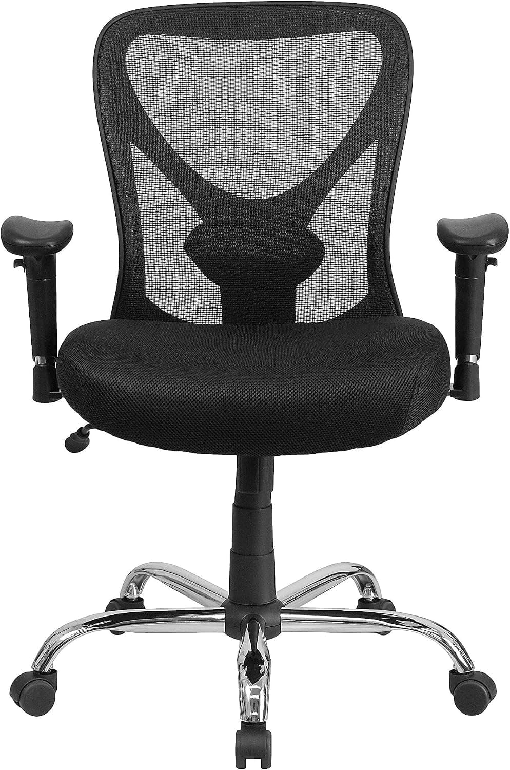 Flash Furniture HERCULES Series Big & Tall 400 lb. Rated Black Mesh Swivel Task Office Chair with Adjustable H