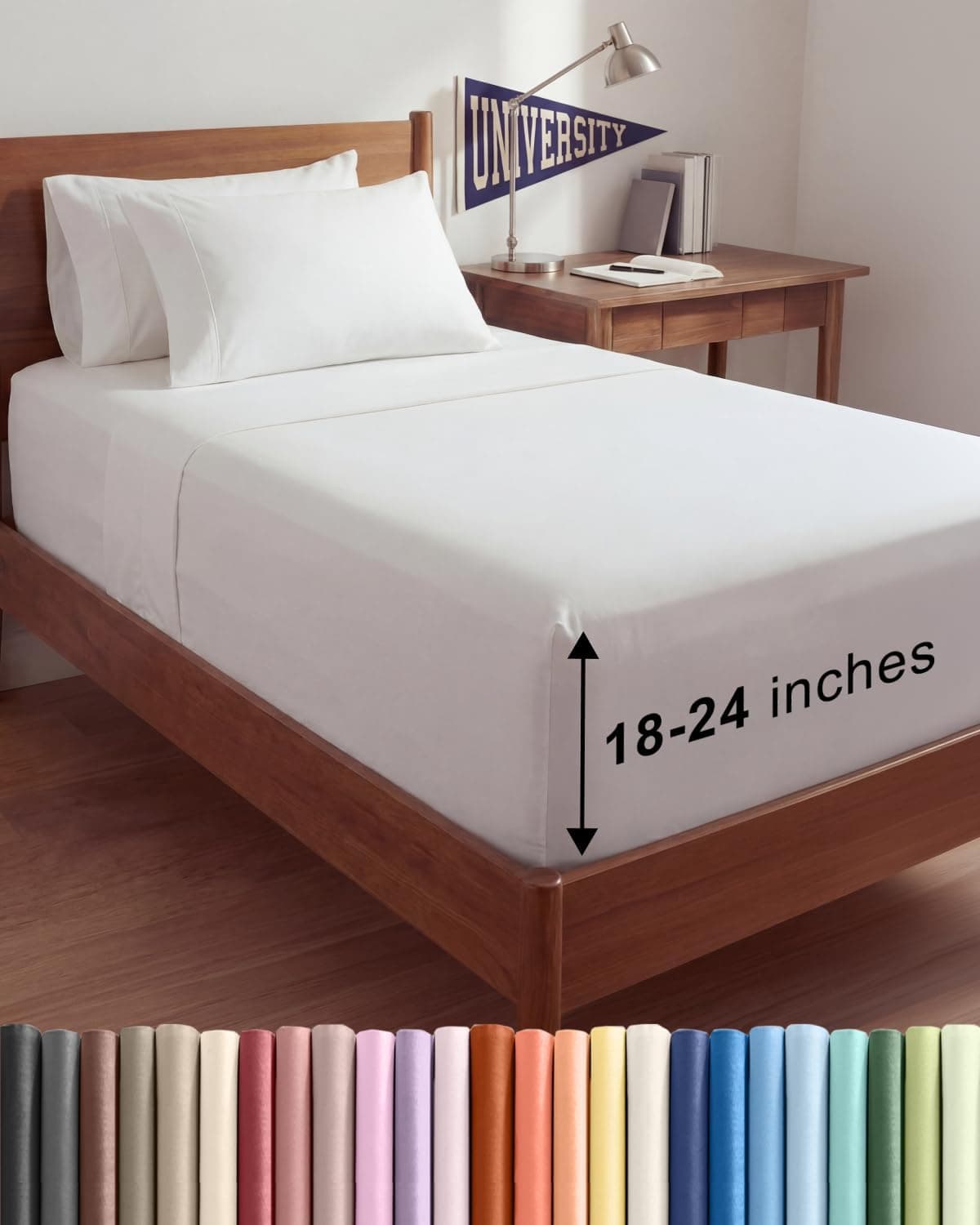 CGK Unlimited Extra Deep Twin XL Sheet Set - 4 Piece Cooling Sheets, White