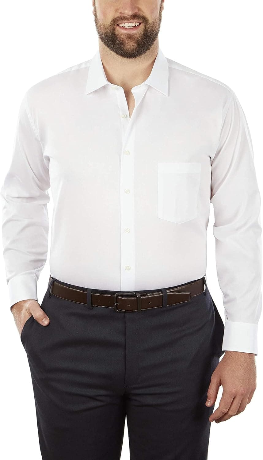 Van Heusen Men's FIT Dress Shirts Flex Collar Stretch Solid (Big and Tall)