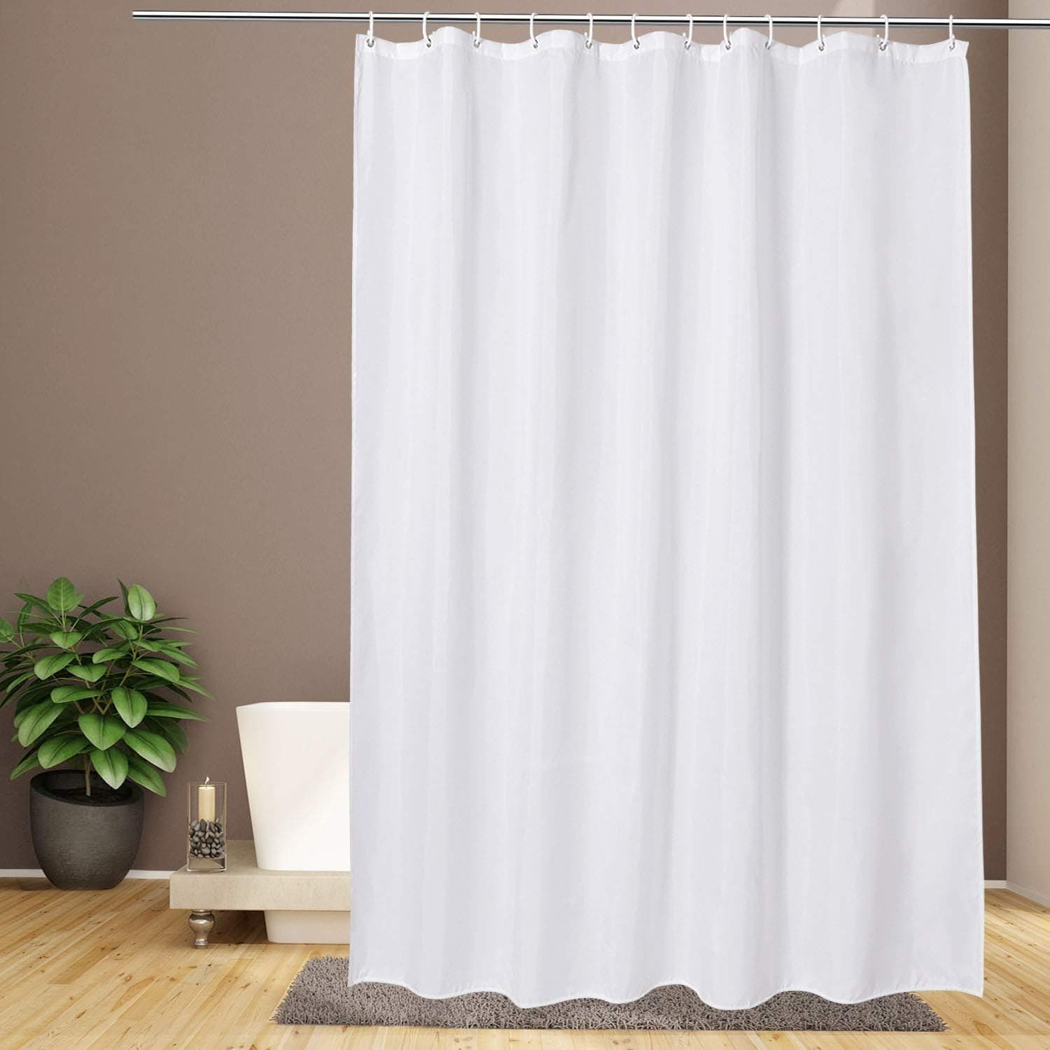 EurCross Extra Long Fabric Shower Curtain Liner 84 inches Long Length, Machine Washable Water-Repellent Solid