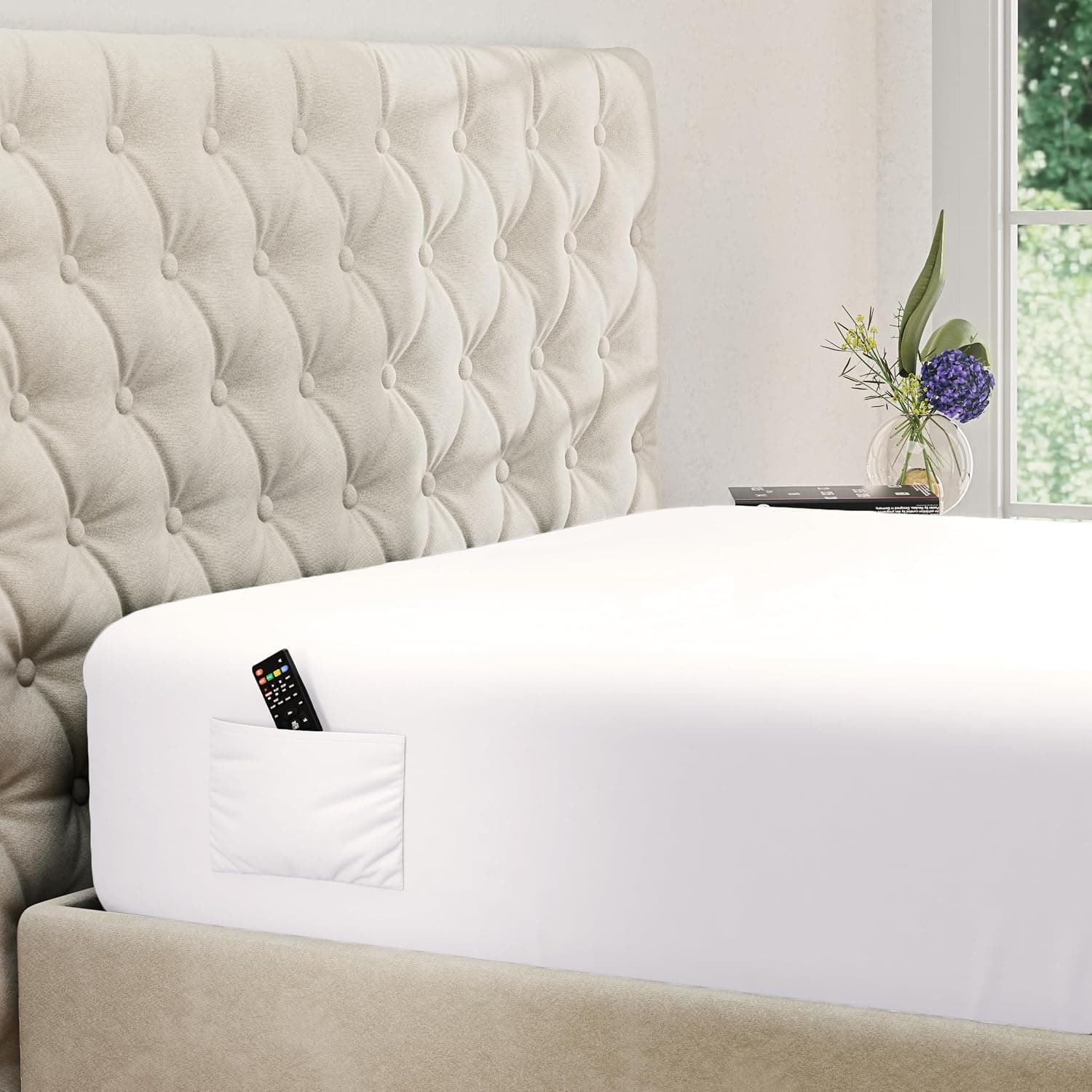 DREAMCARE Twin XL Fitted Sheet - Extra Deep Pocket Fits up to 21 inch Mattress, Oeko-Tex Certified, White