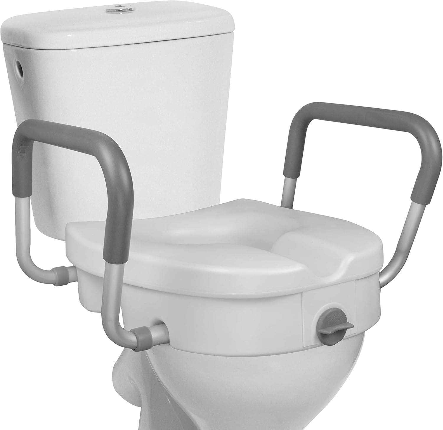 RMS Raised Toilet Seat 5 Inch Elevated Riser with Adjustable Padded Arms