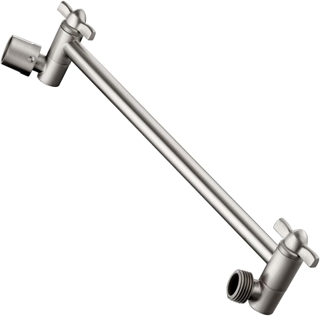 BRIGHT SHOWERS Brass Shower Head Extension Arm for Rain and Handheld Shower Head, 10 Inch Universal Shower Arm