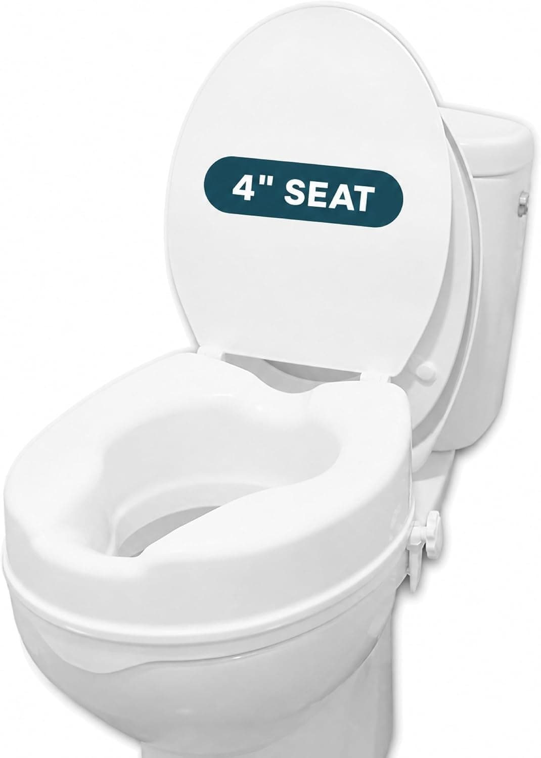 PEPE Mobility Raised Toilet Seat with Lid for Elderly 4" High, Fits Round and Elongated