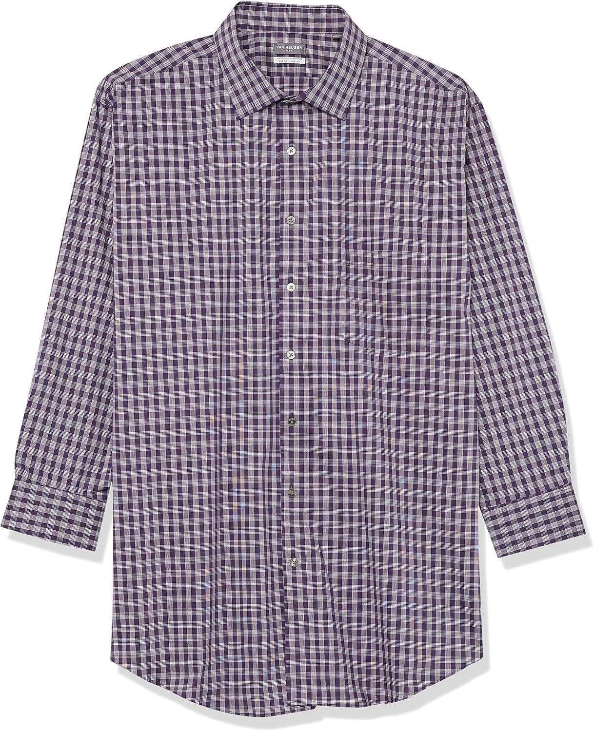 Van Heusen Men's Big Fit Dress Shirt Ultra Wrinkle Free Flex Collar Stretch