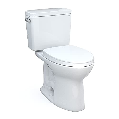 TOTO® Drake® Two-Piece Elongated 1.28 GPF Universal Height TORNADO FLUSH ® Toilet with 10 Inch Rough-In, CEFIONTECT®, and SoftClose® Seat, WASHLET®+ Ready, Cotton White - MS776124CEFG.10#01