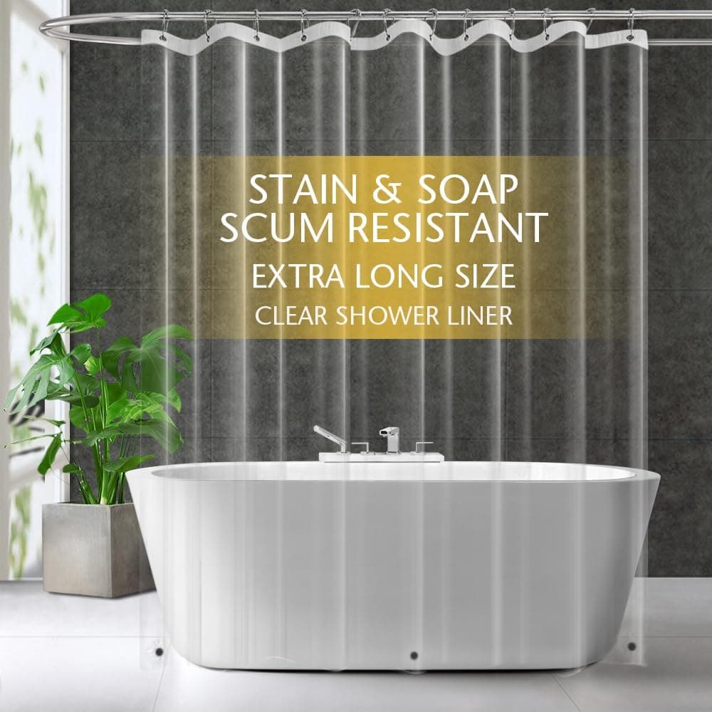 ZEMAHOME Extra Long Clear Plastic Shower Curtain Liner - Lightweight 72" x 84" Transparent Bathroom Curtain Li