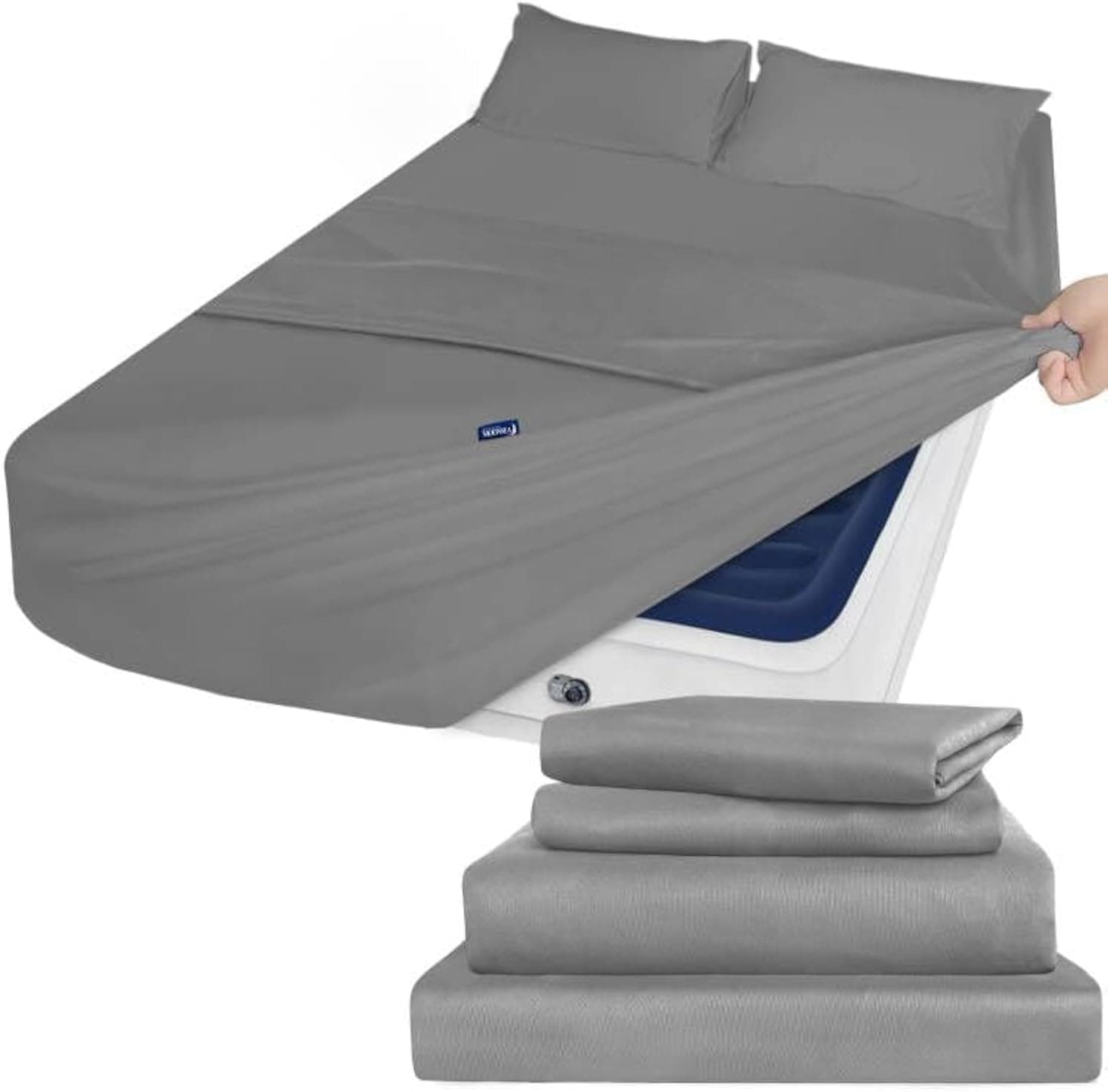 Moonsea Deep Pocket Twin XL Sheet Set - Extra Long Twin 4 Piece, Fits 16-24in Pillow Top, Grey
