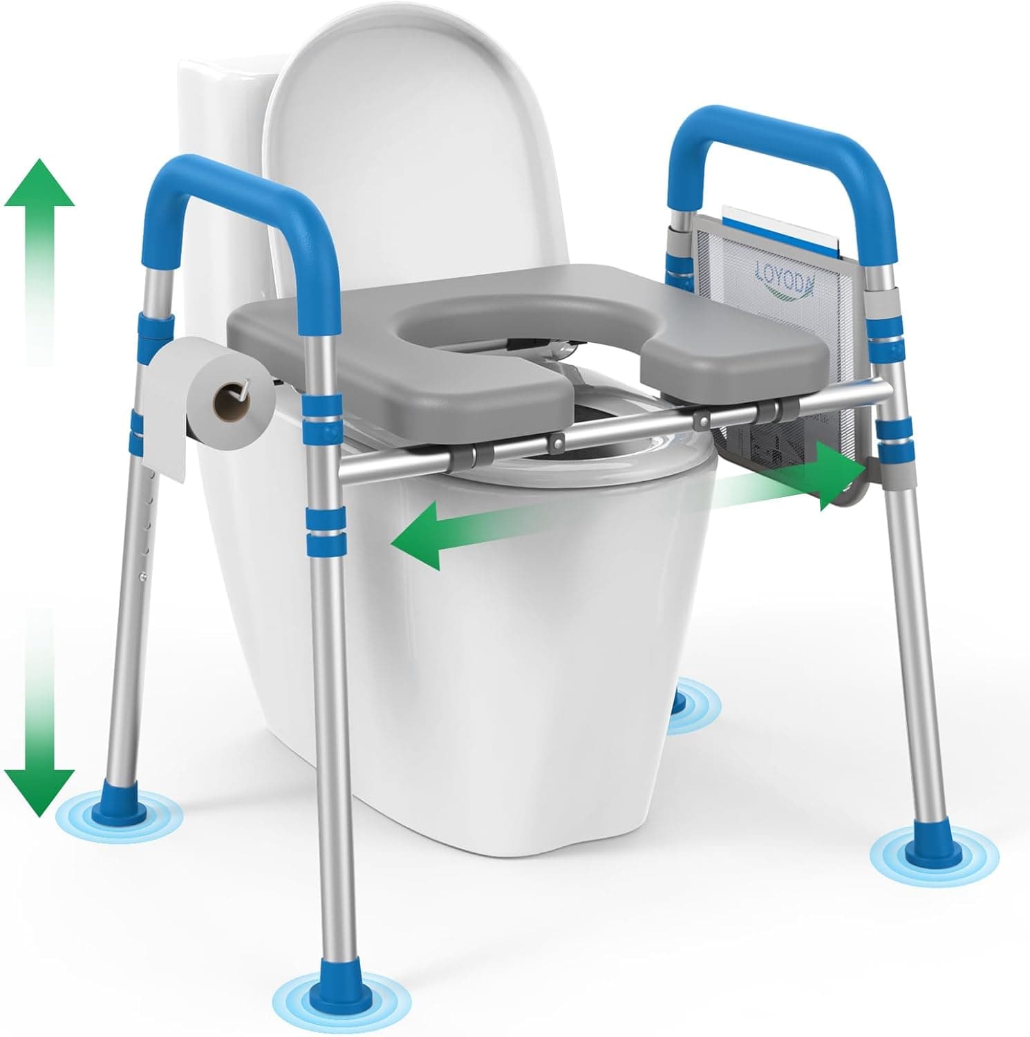 Loyoda Toilet Seat Risers for Seniors, Removable Padded Raised Toilet Seat with Handles