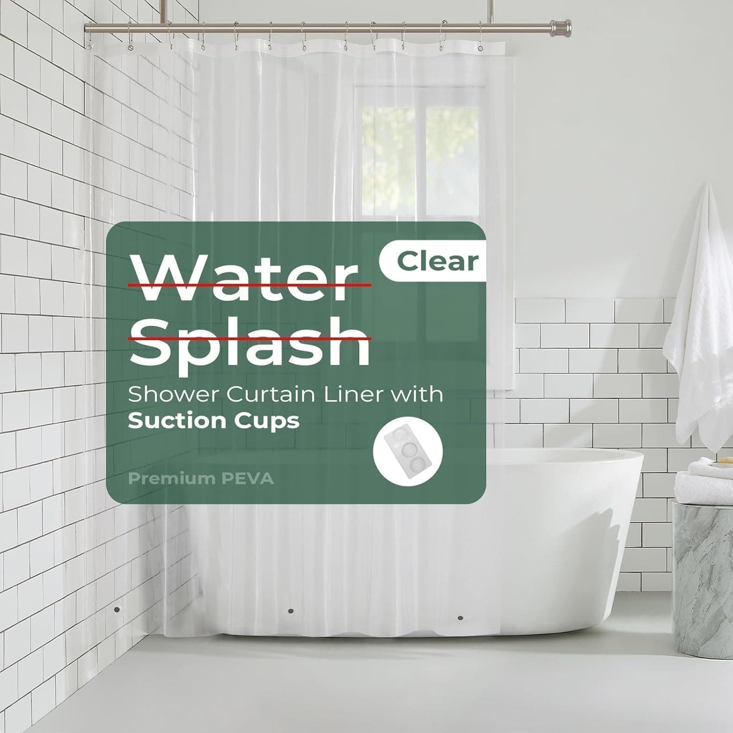 HARBOREST Clear Shower Curtain Liner with Side Suction Cups, Premium PEVA Plastic Shower Liner with 3 Magnets,