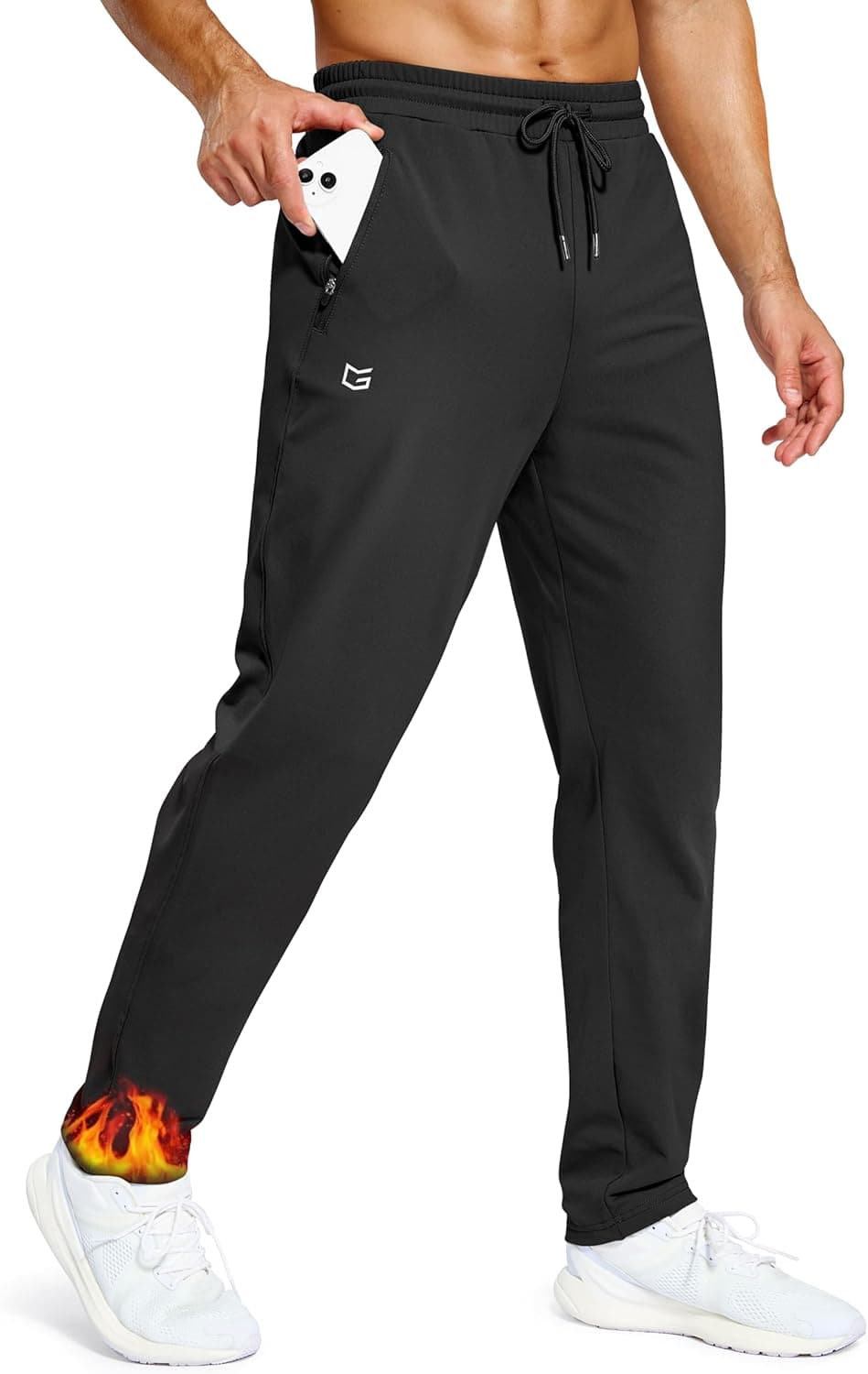 Men's Fleece Lined Winter Pants 32-36" Inseam Tall Sweatpants Zipper Pockets