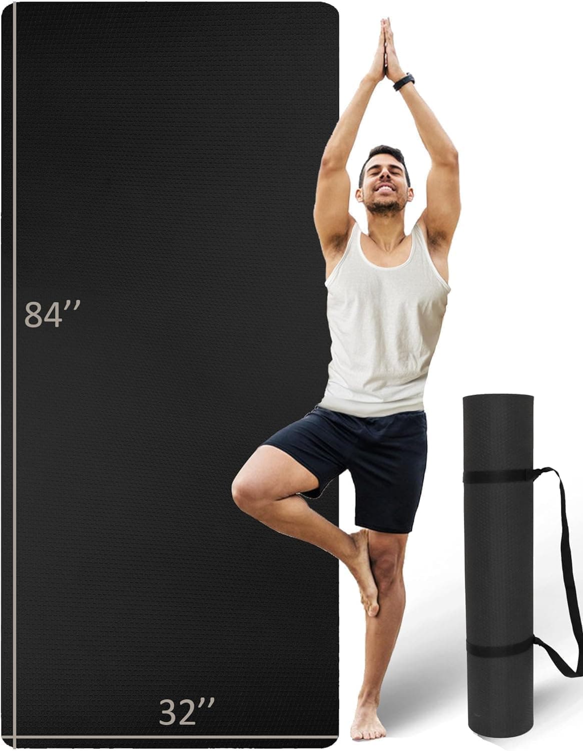 Extra Long & Wide Thick Yoga Mat for Tall Men & Women 84'' x 32'' x 7mm