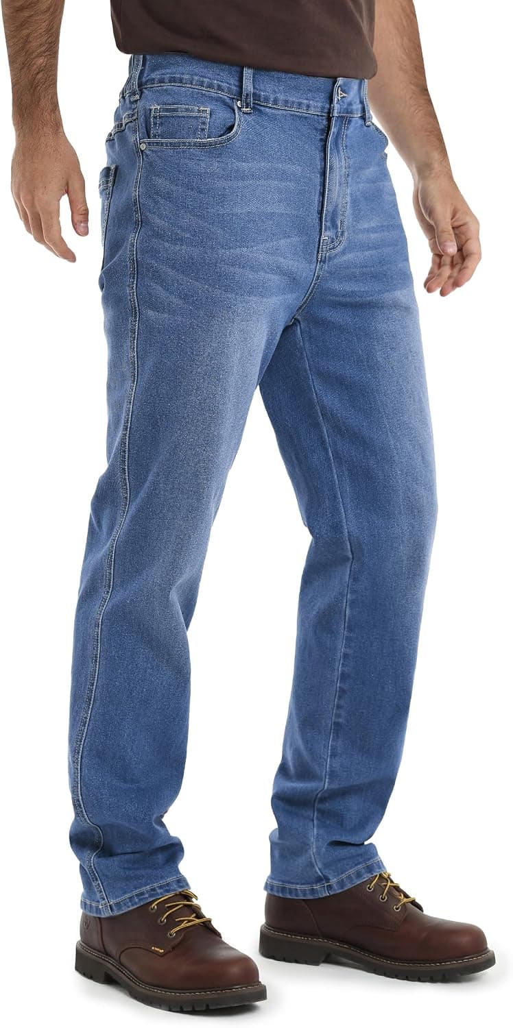 SEVEGO Tall Men's Jeans Relaxed Fit Straight Leg Extra Long Inseam Elastic Waist