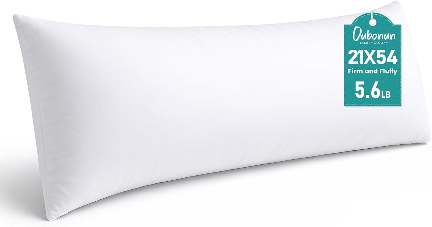 Oubonun 21x54 Full Body Pillow for Adults, Big Long Bed Pillow, Premium Firm Body Support for Side Sleepers